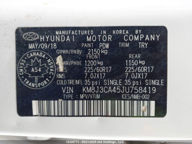 KM8J3CA45JU758419 Hyundai gdi nu
