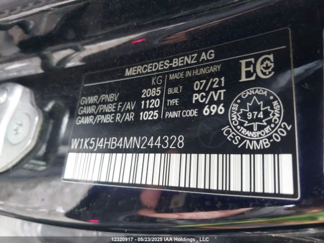 W1K5J4HB4MN244328 Mercedes-Benz CLA 250 4MATIC