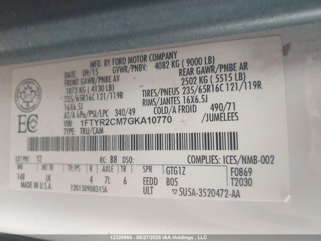 Ford 2016 2016 1FTYR2CM7GKA10770 Image 9