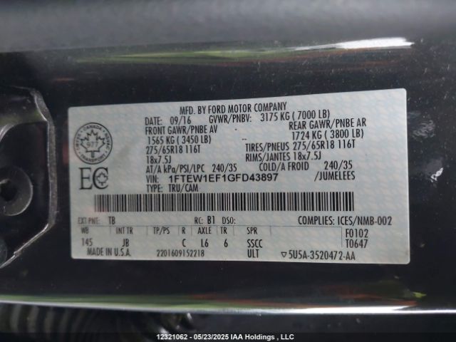 1FTEW1EF1GFD43897 Ford F-150