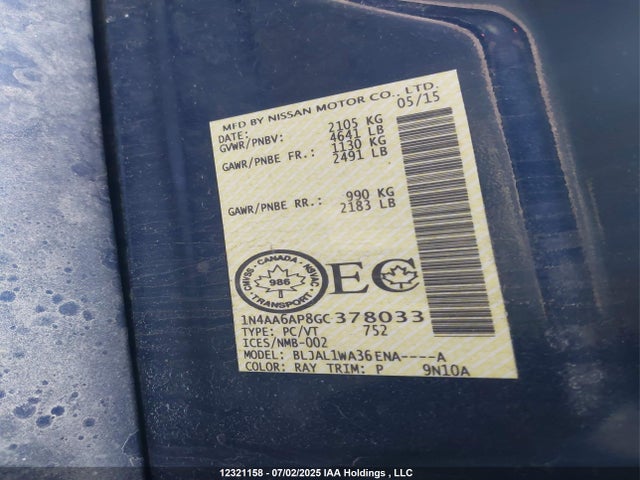 1N4AA6AP8GC378033 Nissan Maxima