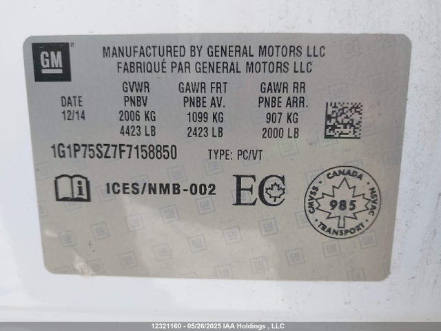 1G1P75SZ7F7158850 Chevrolet luz
