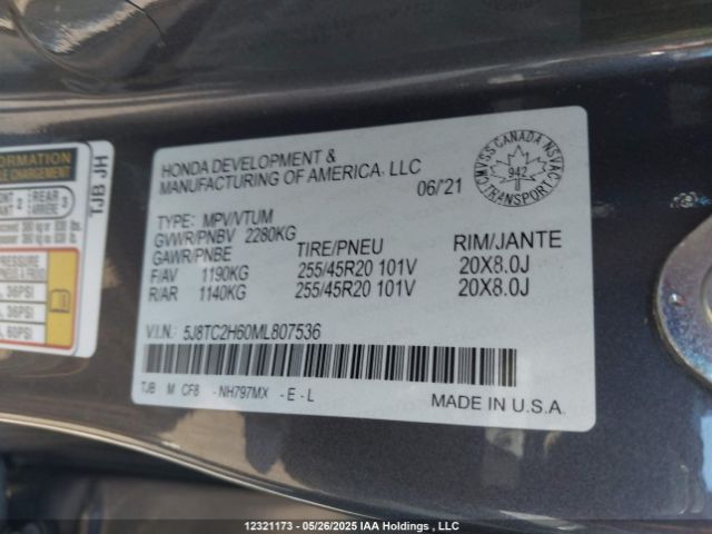 5J8TC2H60ML807536 Acura RDX