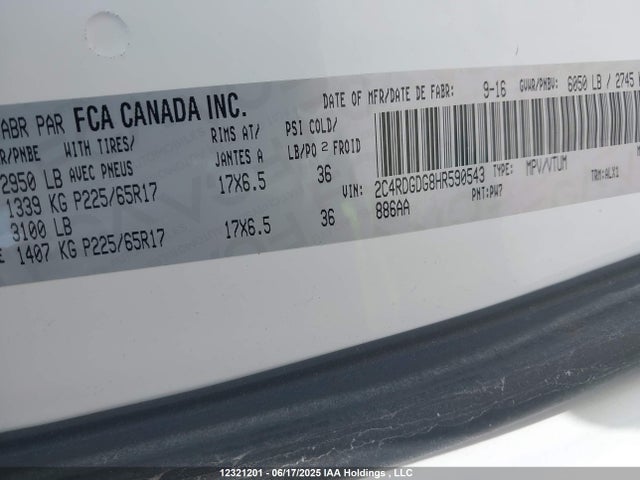 2C4RDGDG8HR590543 Dodge 2017
