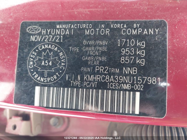 KMHRC8A39NU157981 Hyundai Venue Preferred