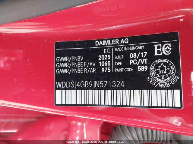 WDDSJ4GB9JN571324 Mercedes-Benz CLA 250 4MATIC