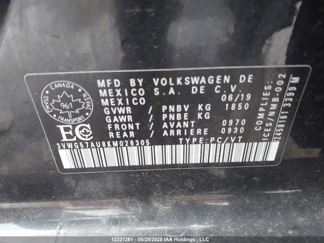 3VWG57AU8KM026305 Volkswagen 2019