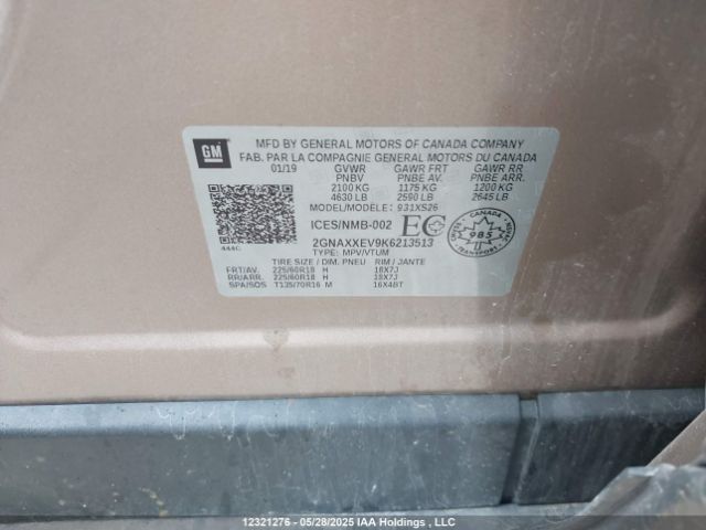 2GNAXXEV9K6213513 Chevrolet lyx - direct injection, vvt, fgt, turbo, alum, gen1