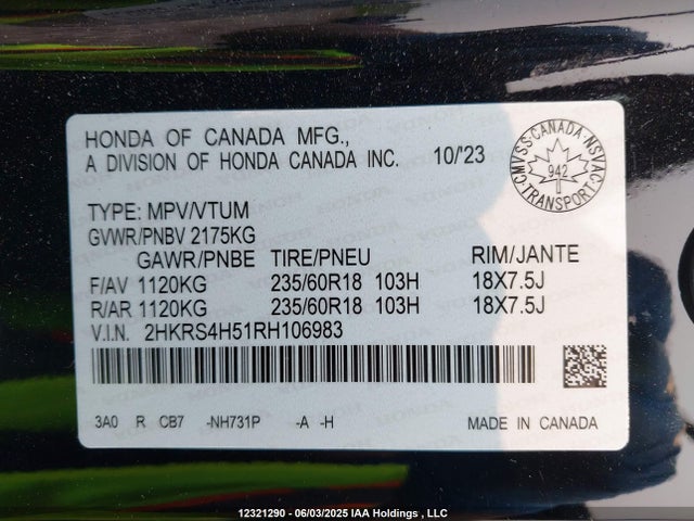 2HKRS4H51RH106983 Honda Cr-v Sport