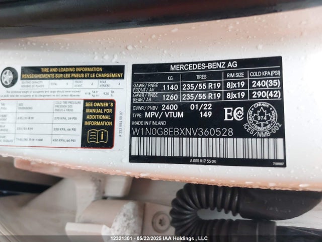 W1N0G8EBXNV360528 Mercedes-Benz m274