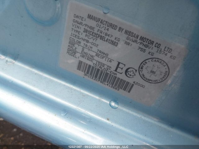 3N1CE2CP8EL412683 Nissan VERSA NOTE