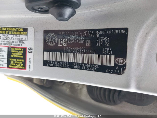 2T1BURHE5GC703708 Toyota Corolla S
