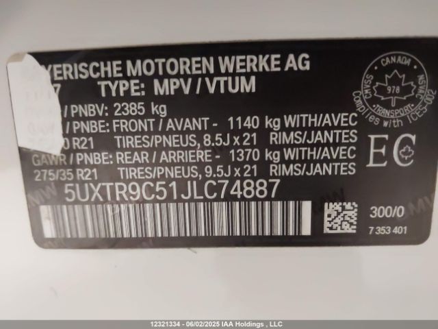 5UXTR9C51JLC74887 BMW X3