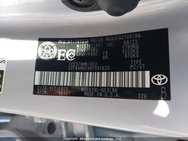 5YFB4MDE8RP081620 Toyota m20a-fks