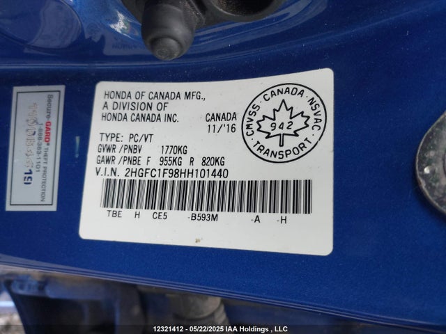 2HGFC1F98HH101440 Honda Civic Touring
