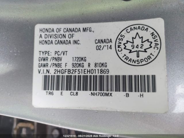 2HGFB2F51EH011869 Honda Civic Lx