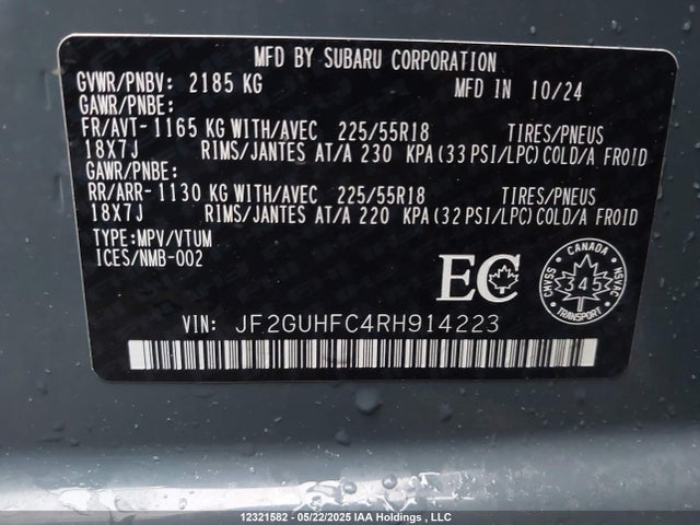 JF2GUHFC4RH914223 Subaru Crosstrek Onyx