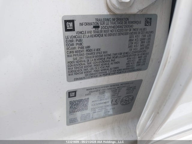 1GCUYHED6MZ150040 Chevrolet l84