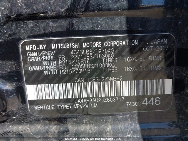 JA4AH3AU2JZ603717 Mitsubishi mivec