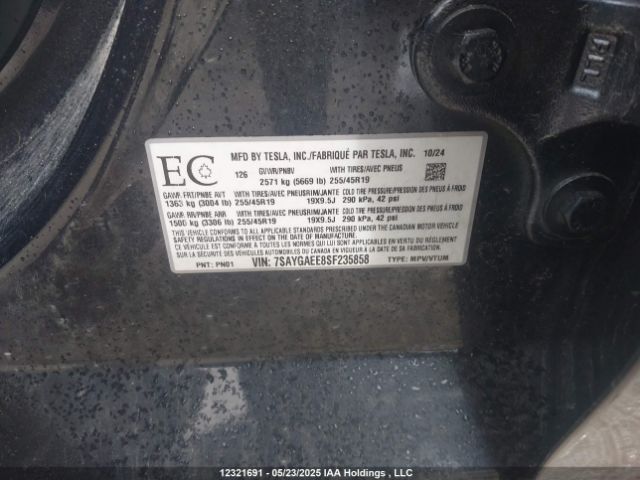 7SAYGAEE8SF235858 Tesla Model Y