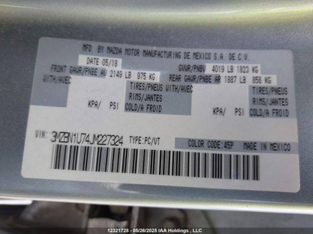3MZBN1U74JM227324 Mazda MAZDA3