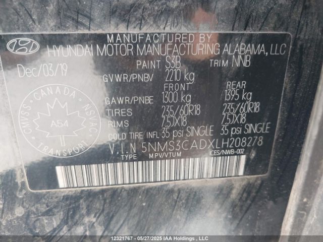 5NMS3CADXLH208278 Hyundai Santa Fe Preferred Awd