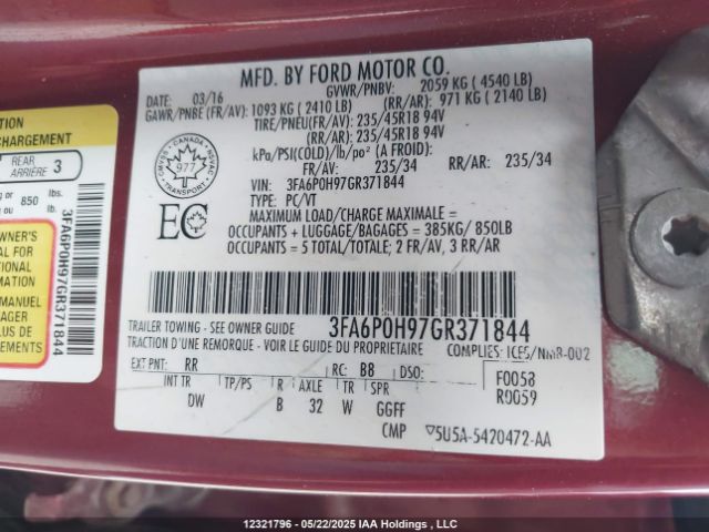 3FA6P0H97GR371844 Ford FUSION SE
