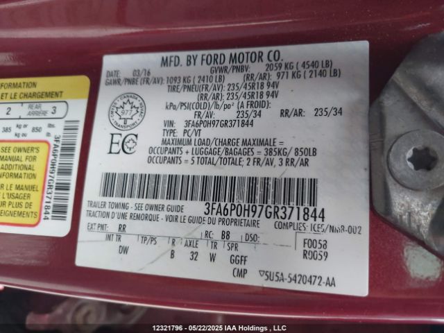 3FA6P0H97GR371844 Ford FUSION SE