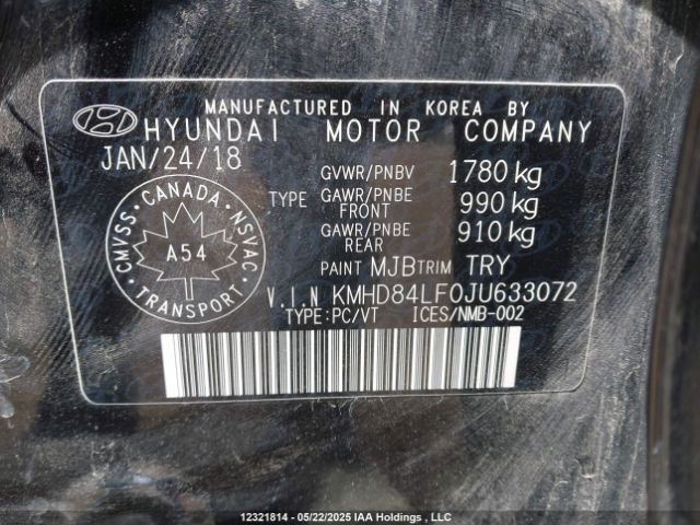 KMHD84LF0JU633072 Hyundai ELANTRA GL