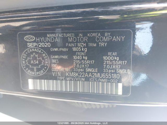 KM8K22AA2MU655180 Hyundai mpi nu
