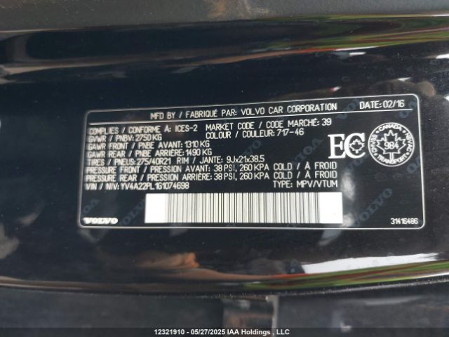 YV4A22PL1G1074698 Volvo XC90 T6