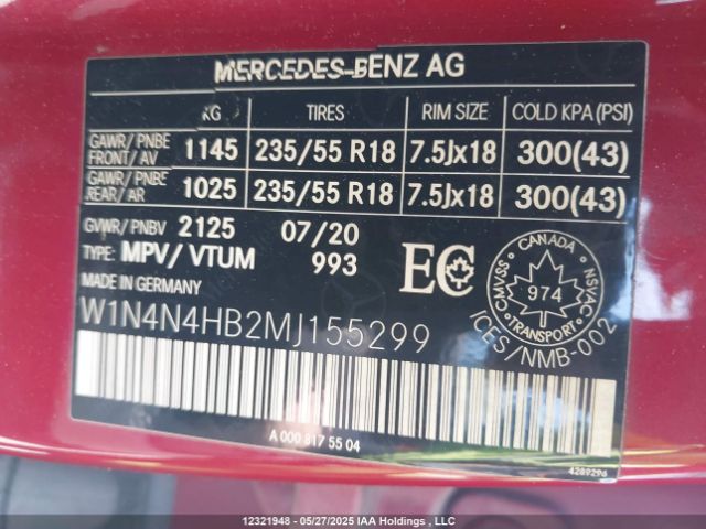 W1N4N4HB2MJ155299 Mercedes-Benz m260