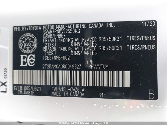 2T2BAMCA0RC049327 Lexus t24a-fts