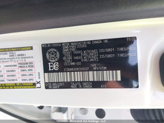 2T2BAMCA0RC049327 Lexus t24a-fts