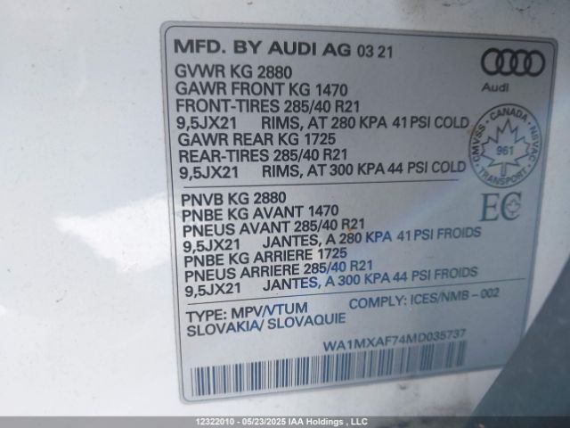WA1MXAF74MD035737 Audi 55 tfsi