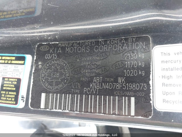 KNALN4D78F5198073 KIA v6 gdi lambda ii