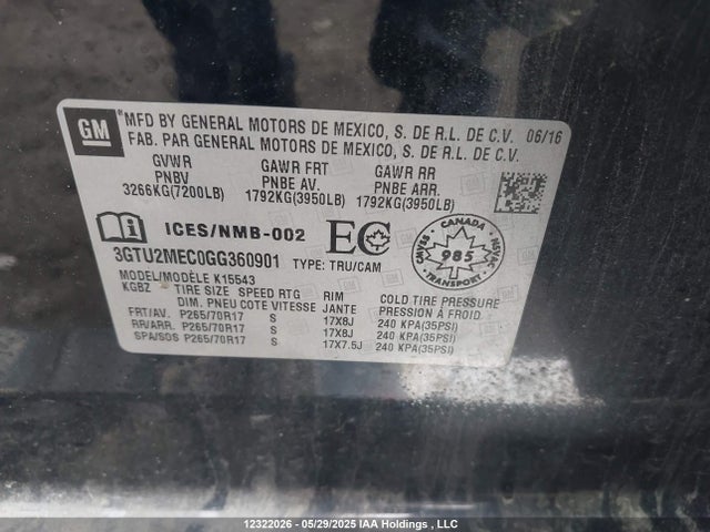 GMC l83 - sidi, vvt, afm, e85 max, aluminum 2016 3GTU2MEC0GG360901 Image 9