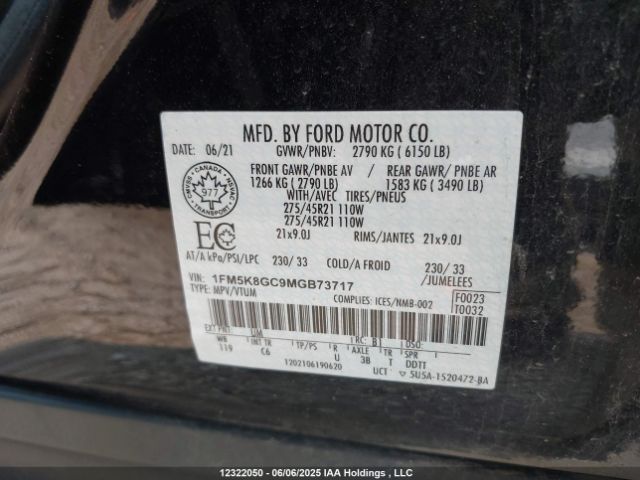 1FM5K8GC9MGB73717 Ford gtdi