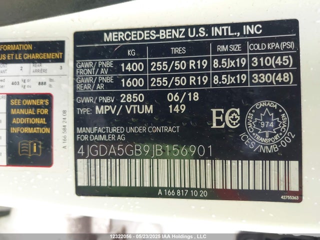 4JGDA5GB9JB156901 Mercedes-Benz m276