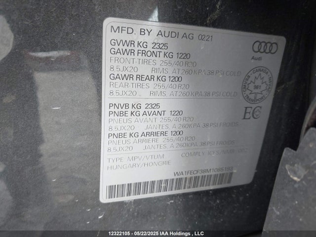 WA1FECF38M1085193 Audi Q3