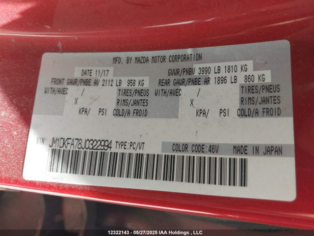 JM1DKFA78J0322994 Mazda pe