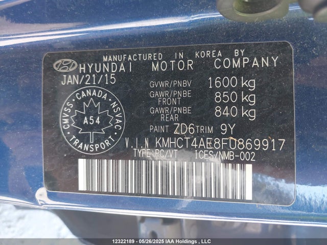 Hyundai dohc gdi gamma 2015 KMHCT4AE8FU869917 Image 18