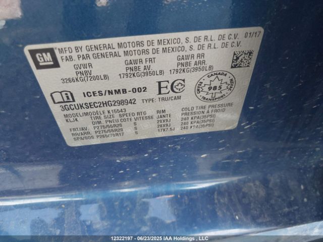 3GCUKSEC2HG298942 Chevrolet l83 - sidi: spark ignited direct injection, vvt: variable valve timing, afm, e85 max, alum