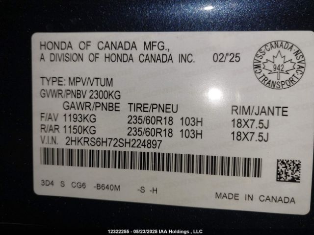 2HKRS6H72SH224897 Honda lfc3
