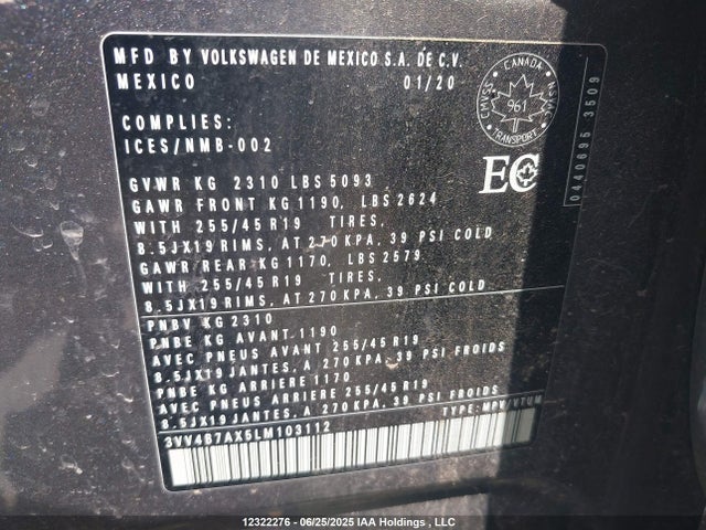 3VV4B7AX5LM103112 Volkswagen Tiguan