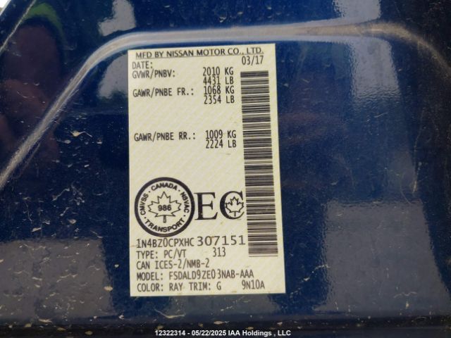 1N4BZ0CPXHC307151 Nissan Leaf