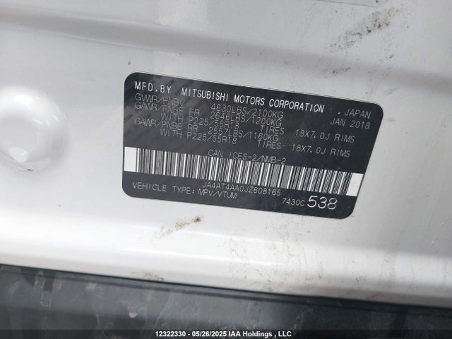 JA4AT4AA0JZ608165 Mitsubishi tc/ic mivec