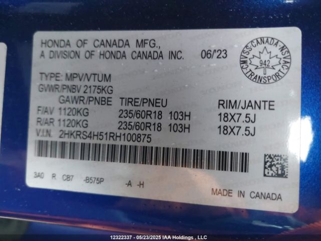 2HKRS4H51RH100875 Honda l15be