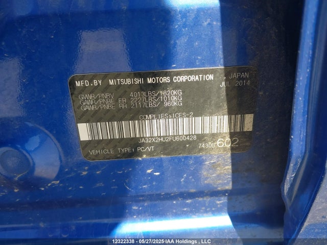 JA32X2HU2FU600428 Mitsubishi Lancer Sportback Es