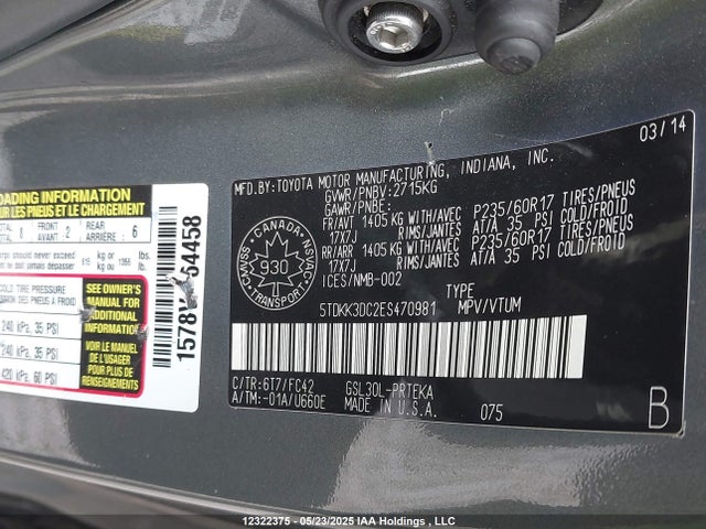 Toyota SIENNA LE 2014 5TDKK3DC2ES470981 Image 9